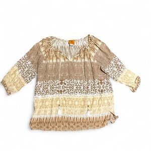 Ruby Rd. | Boho Patchwork Peasant Blouse (L)